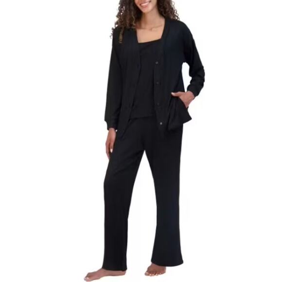 Live2Lounge 2-Piece Lounge Set (Cardigan & Pants) - Black, Size M - Picture 1 of 9